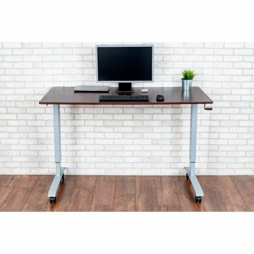 Luxor Standing Desk - Crank Adjustable Height - 59"L x 29-1/2"W - Walnut 9 Luxor Standing Desk - Crank Adjustable Height - 59"L x 29-1/2"W - Walnut - Image 9