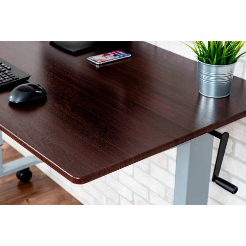 Luxor Standing Desk - Crank Adjustable Height - 59"L x 29-1/2"W - Walnut 12 Luxor Standing Desk - Crank Adjustable Height - 59"L x 29-1/2"W - Walnut - Image 12
