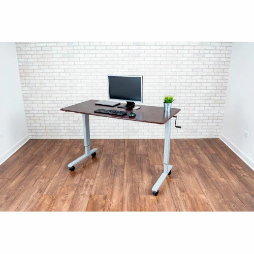 Luxor Standing Desk - Crank Adjustable Height - 59"L x 29-1/2"W - Walnut 15 Luxor Standing Desk - Crank Adjustable Height - 59"L x 29-1/2"W - Walnut - Image 15