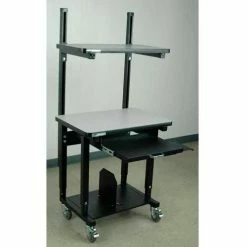Stackbin Mobile Computer Desk w/ Top Shelf, 36"W x 24"D x 33-1/2"H, Gray 9 Stackbin Mobile Computer Desk w/ Top Shelf, 36"W x 24"D x 33-1/2"H, Gray -Outlet Desks & Workstations Store STA P3624 T INS GY