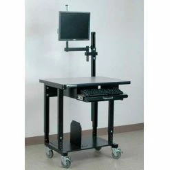 Stackbin Mobile Computer Station with Monitor Arm, 36"W x 24"D x 33-1/2"H, Blue 9 Stackbin Mobile Computer Station with Monitor Arm, 36"W x 24"D x 33-1/2"H, Blue -Outlet Desks & Workstations Store STA P3624 T SCD MA BL