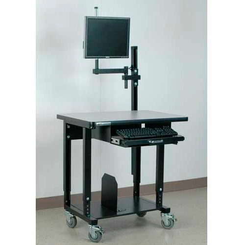 Stackbin Mobile Computer Station with Monitor Arm, 36"W x 24"D x 33-1/2"H, Blue 5 Stackbin Mobile Computer Station with Monitor Arm, 36"W x 24"D x 33-1/2"H, Blue - Image 5