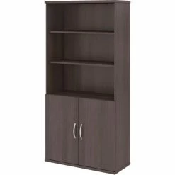Bush Business Furniture Bush Furniture 5-Shelf Bookcase with Doors - Storm Gray - Studio C Series