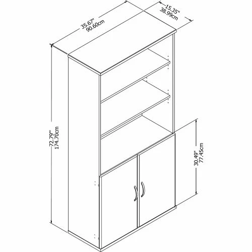 Bush Business Furniture Bush Furniture 5-Shelf Bookcase with Doors - White - Studio C Series 4 Bush Business Furniture Bush Furniture 5-Shelf Bookcase with Doors - White - Studio C Series - Image 4