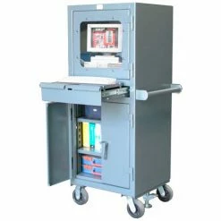 StrongHold Strong Hold Mobile Industrial Computer Cabinet with Retractable Keyboard 26"W x 24"D x 68"H