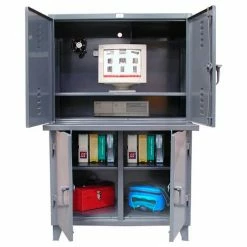 StrongHold Strong Hold Industrial Computer Cabinet with 3 Compartments 48"W x 24"D x 78"H