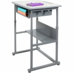 Luxor Student Sit-Stand Desk - Manual Height Adjustment - Gray -Outlet Desks & Workstations Store STUDENT M 02