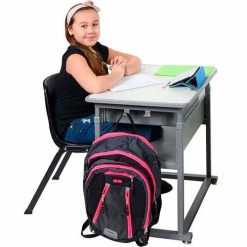 Luxor Student Sit-Stand Desk - Manual Height Adjustment - Gray -Outlet Desks & Workstations Store STUDENT M model 005