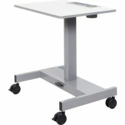 Luxor Mobile Student Sit-Stand Desk - Pneumatic Height Adjustment - 29" to 43.5"H - Gray -Outlet Desks & Workstations Store STUDENT P 004