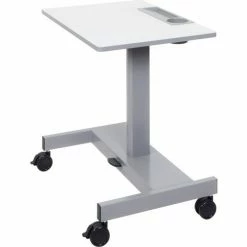 Luxor Mobile Student Sit-Stand Desk - Pneumatic Height Adjustment - 29" to 43.5"H - Gray -Outlet Desks & Workstations Store STUDENT P 005