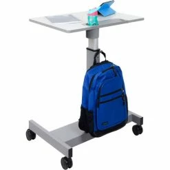 Luxor Mobile Student Sit-Stand Desk - Pneumatic Height Adjustment - 29" to 43.5"H - Gray -Outlet Desks & Workstations Store STUDENT P 008