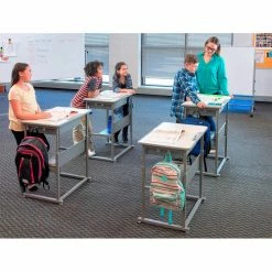 Luxor Student Sit-Stand Desk - Manual Height Adjustment - Gray -Outlet Desks & Workstations Store Student M 003