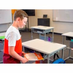 Luxor Student Sit-Stand Desk - Manual Height Adjustment - Gray -Outlet Desks & Workstations Store Student M 005