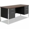 Alera Steel Desk - Double Pedestal - 60"W x 24"D x 29-1/2"H - Mocha/Black