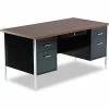 Alera Steel Desk - Double Pedestal - 72"W x 36"D x 29-1/2"H - Mocha/Black
