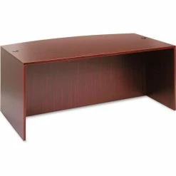 Alera Desk Shell with Bow Front - 71"W x 41-3/8"D x 29-1/2"H - Mahogany - Valencia Series