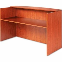 Alera Reception Desk w/Counter - 71"W x 35-1/2"D x 42-1/2"H - Med Cherry - Valencia Series -Outlet Desks & Workstations Store UNT ALEVA327236MC