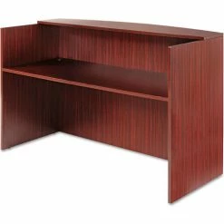Alera Reception Desk w/Counter - 71"W x 35-1/2"D x 42-1/2"H - Mahogany - Valencia Series -Outlet Desks & Workstations Store UNT ALEVA327236MY