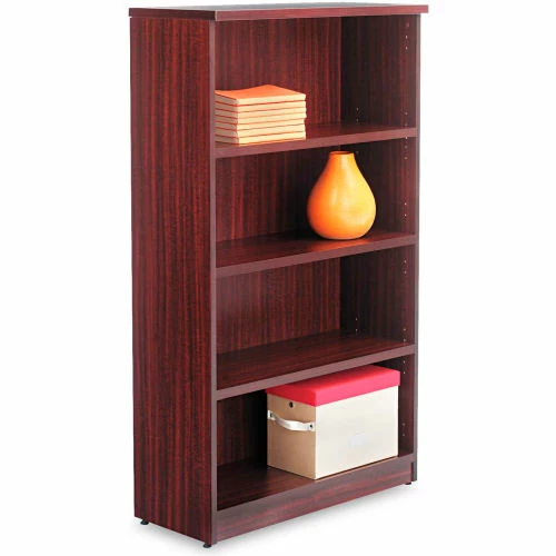 Alera Bookcase with 4 Shelves - 31-3/4"W x 14"D x 55"H - Mahogany - Valencia Series 1 Alera Bookcase with 4 Shelves - 31-3/4"W x 14"D x 55"H - Mahogany - Valencia Series