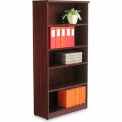 Alera Bookcase with 5 Shelves - 31-3/4"W x 14"D x 65"H - Mahogany - Valencia Series