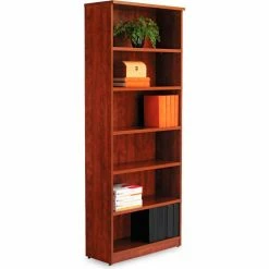 Alera Bookcase with 6 Shelves - 31-3/4"W x 14"D x 80-3/8"H - Medium Cherry - Valencia Series