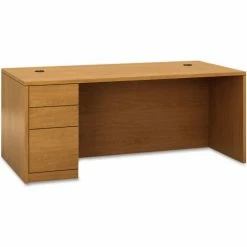HON® Wood Desk - Full Height Left Pedestal - 66"W x 30"D x 29-1/2"H - Harvest - 10500 Series -Outlet Desks & Workstations Store UNT HON105896LCC