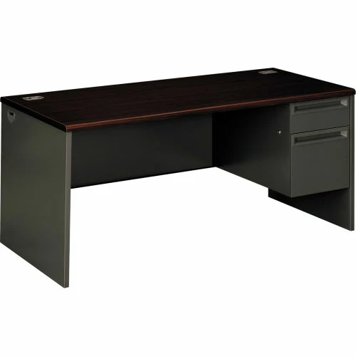 HON® Right Pedestal Desk - 66"W x 30"D x 29-1/2"H - Mahogany/Charcoal - 38000 Series 2 HON® Right Pedestal Desk - 66"W x 30"D x 29-1/2"H - Mahogany/Charcoal - 38000 Series - Image 2