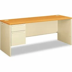 HON&#174 38000 Series Left Pedestal Credenza, 72"W x 24"D x 29-1/2"H, Harvest
