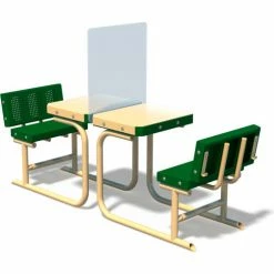 UltraPlay® Outdoor 2 Student Facing Transforma Desk, Green Top/Tan Frame