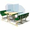 UltraPlay® Outdoor 4 Student Quadruple Transforma Desk, Green Top/Tan Frame