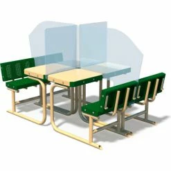 UltraPlay® Outdoor 4 Student Quadruple Transforma Desk, Green Top/Tan Frame