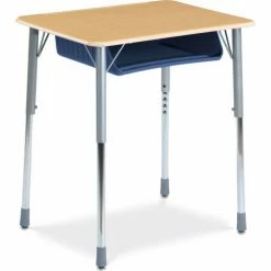 Virco® Zadj2026boxm Zuma® Desk Silver Frame/Maple Top/Navy Book Box - Pkg Qty 2