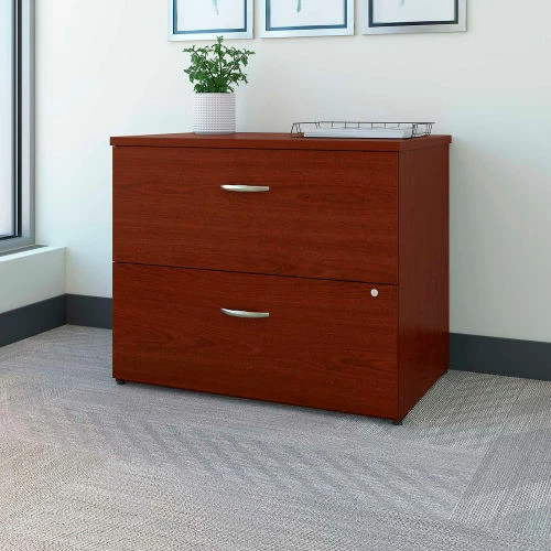 Bush Business Furniture Bush Furniture Lateral File Cabinet, 2 Drawer with Single Handle Pulls - Mahogany - Series C 2 Bush Business Furniture Bush Furniture Lateral File Cabinet, 2 Drawer with Single Handle Pulls - Mahogany - Series C - Image 2