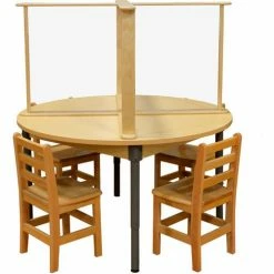 Wood Designs™ 48" Dia. Height Adjustable 4 Person Laminate Table with 45"W x 24"H Sneeze Guard -Outlet Desks & Workstations Store WD991787 03