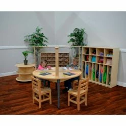 Wood Designs™ 48" Dia. Height Adjustable 4 Person Laminate Table with 45"W x 24"H Sneeze Guard -Outlet Desks & Workstations Store WD991787 05