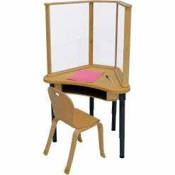 Wood Designs™ 30"W x 24"D Height Adjustable Synergy Desk with 29"W x 24"H Sneeze Guard -Outlet Desks & Workstations Store WD991788 03