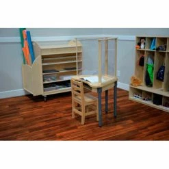 Wood Designs™ 30"W x 24"D Height Adjustable Synergy Desk with 29"W x 24"H Sneeze Guard -Outlet Desks & Workstations Store WD991788 05