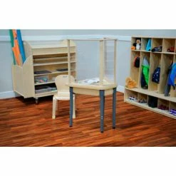 Wood Designs™ 30"W x 24"D Height Adjustable Synergy Desk with 29"W x 24"H Sneeze Guard -Outlet Desks & Workstations Store WD991788 06