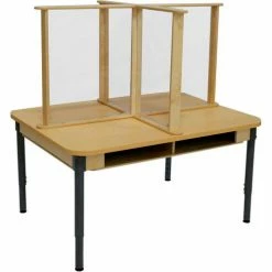 Wood Designs™ 48"W x 36"D Height Adjustable Four Person Desk with 45"W x 24"H Sneeze Guard