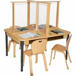 Wood Designs™ 48"W x 36"D Height Adjustable Four Person Desk with 45"W x 24"H Sneeze Guard -Outlet Desks & Workstations Store WD991789 03