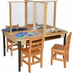 Wood Designs™ 48"W x 36"D Height Adjustable Four Person Desk with 45"W x 24"H Sneeze Guard -Outlet Desks & Workstations Store WD991789 04