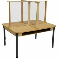 Wood Designs™ 48"W x 36"D Height Adjustable Four Person Desk with 45"W x 24"H Sneeze Guard -Outlet Desks & Workstations Store WDM WD991789 01