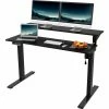 Flexispot Adjustable Height Standing Desk with Storage Shelves, 55"L x 28"W, Chipboard, Black Top
