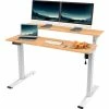 Flexispot Adjustable Height Standing Desk with Storage Shelves, 55"L x 28"W, Chipboard, Oak Top