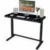 Flexispot All-in-One Height Adjustable Standing Desk, 48"L x 24"W, Glass, Black Top
