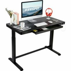 Flexispot All-in-One Height Adjustable Standing Desk, 48"L x 24"W, Chipboard, Black Top