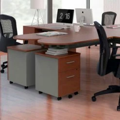 Linea Italia® Mobile Pedestal File - Box/File Drawer - Cherry / Gray -Outlet Desks & Workstations Store ZUC106 04