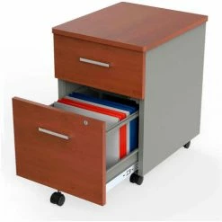 Linea Italia® Mobile Pedestal File - Box/File Drawer - Cherry / Gray -Outlet Desks & Workstations Store ZUC106 06