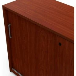 Linea Italia® Credenza With Sliding Doors And Security Veneer - Cherry -Outlet Desks & Workstations Store ZUC135 4