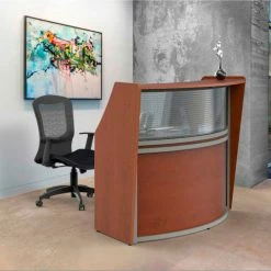 Linea Italia® Reception Desk - Cherry -Outlet Desks & Workstations Store ZUC310 09
